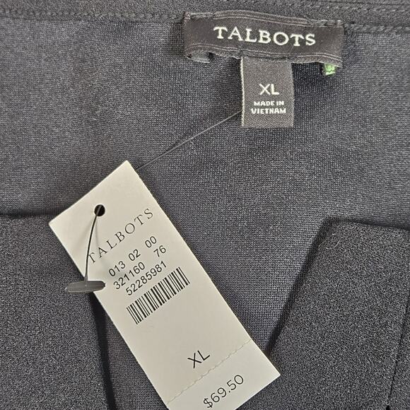 Talbots Womens Blouse Black Split Neck Pullover Stretch Blouson Sleeve Size XL - Picture 3 of 5